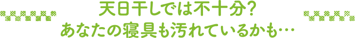 天日干しでは不十分？あなたの寝具も汚れているかも…